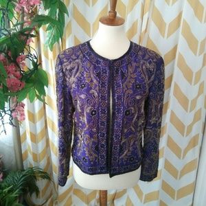 Niteline size M Vintage blue silk beaded jacket